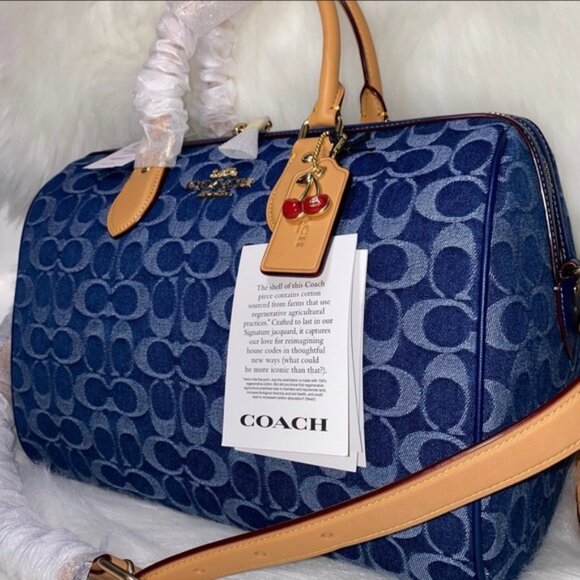 Coach Handbags - Coach Denim 🍒 signature Large Satchel New